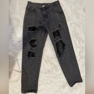 Shein Black Ripped Mom Jeans Size Small